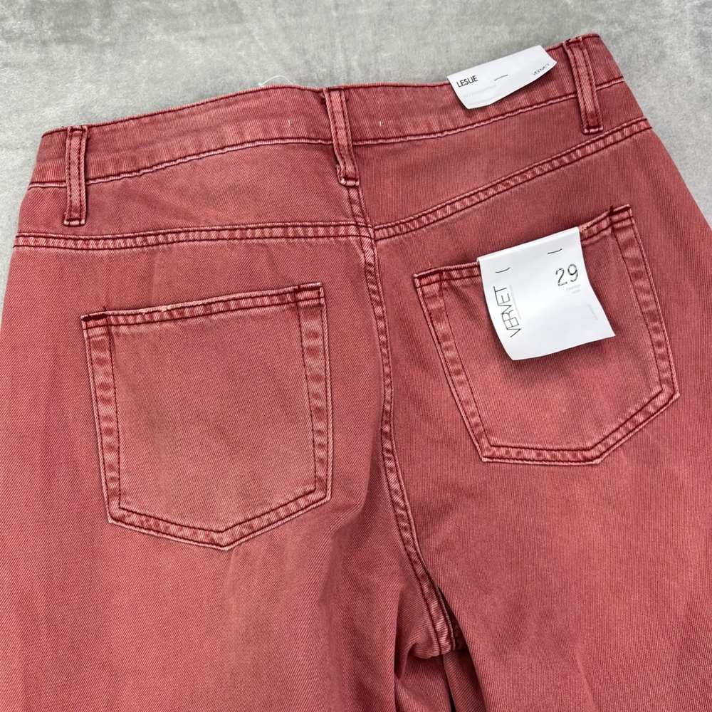 Vervet Leslie 90s Vintage Flare Jeans Womens 29 Red Distressed Raw Hem High Rise - Picture 15 of 15